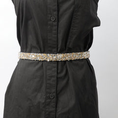 Yellow Full Rhinestone Elastic Belt for Party Prom