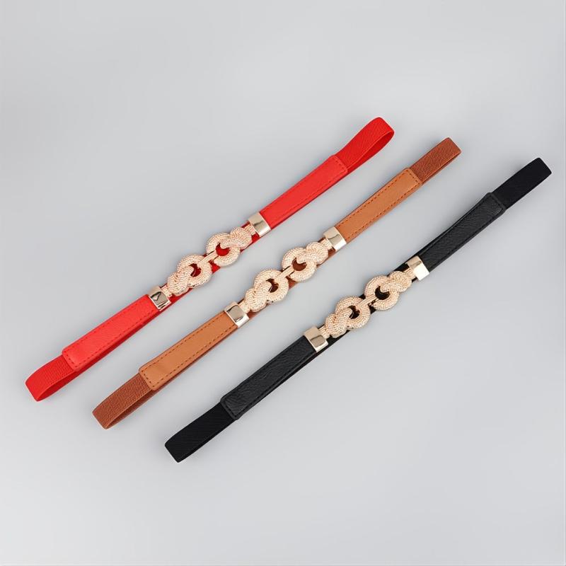 Round Buckle Elastic Belt For Jeans Pants Dress Waist Belt