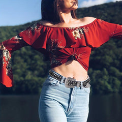Punk Rhinestone Sequin Belt Y2K & Silvery Block Western Cowboy Cowgirl Belt