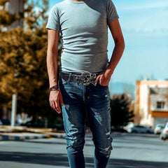 Rhinestone Skull Buckle PU Belt Y2K Sparkling Waistband Punk Jeans Belt