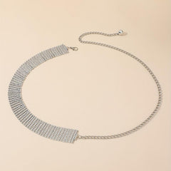 Rhinestone Inlaid Waist Chain Hollow Metal Belt Dress Girdle