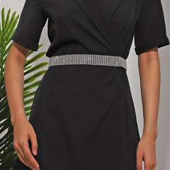 Rhinestone Inlaid Waist Chain Hollow Metal Belt Dress Girdle