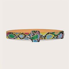 Green Snakeskin Pattern Belt Waist Dress Belt For Women