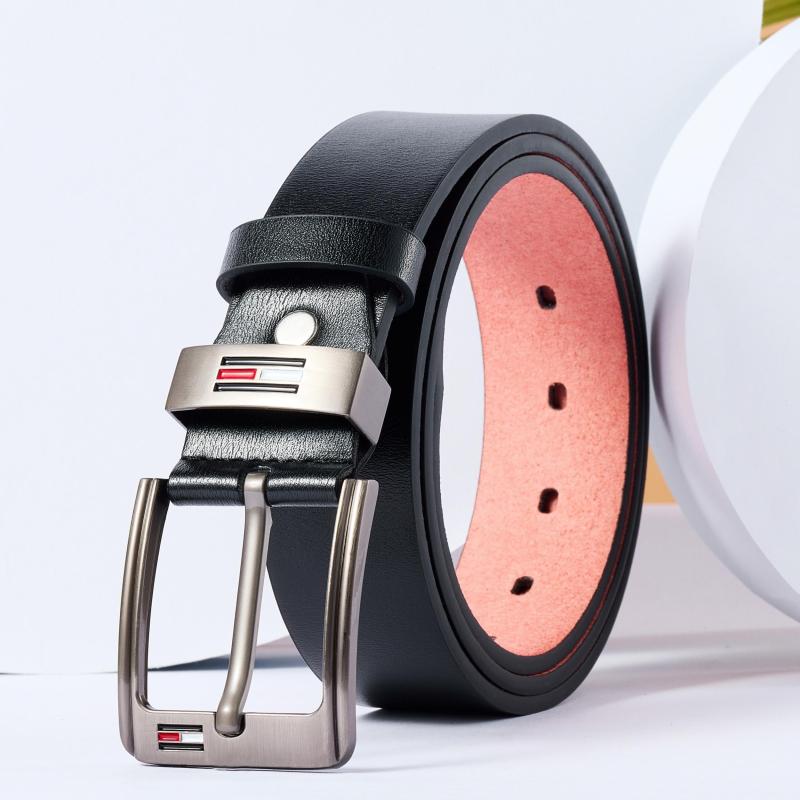 Men's PU Leather Business Belt Square Alloy Pin Buckle Waist Strap Belt