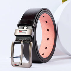 Men's PU Leather Business Belt Square Alloy Pin Buckle Waist Strap Belt