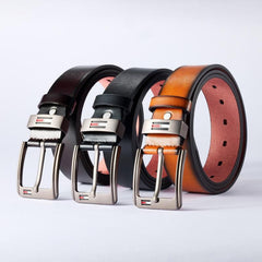 Men's PU Leather Business Belt Square Alloy Pin Buckle Waist Strap Belt