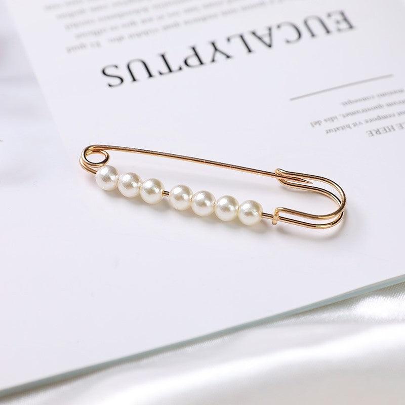Anti-slip Faux Pearl Cardigan Buckle Waist Pin