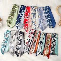 Reversible Skinny Scarf Belt Silk Ribbon Casual Bowknot Sash Belt