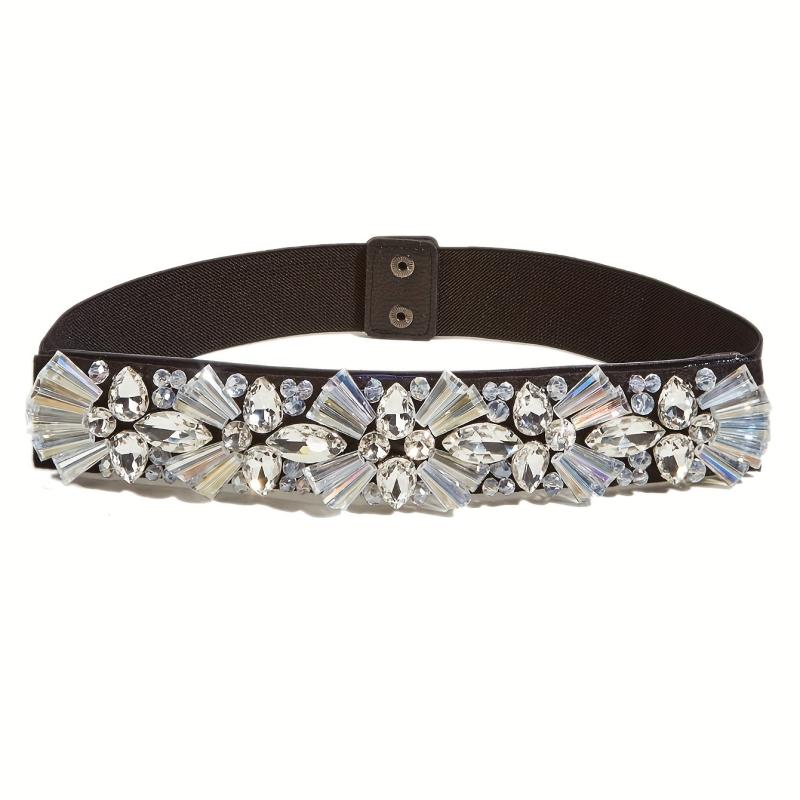 Crystal Sparkly Belt Elastic Wide Waistband Women Dress Girdle