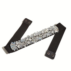 Crystal Sparkly Belt Elastic Wide Waistband Women Dress Girdle