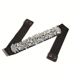 Crystal Sparkly Belt Elastic Wide Waistband Women Dress Girdle