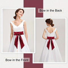 Satin Bowknot Sash Wide Waistband for Women Dress