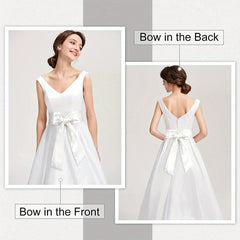 Satin Bowknot Sash Wide Waistband for Women Dress