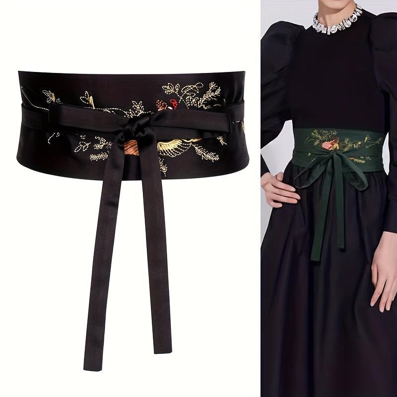 Phoenix Embroidery Wide Belt Vintage Chinese Style Hanfu Waistband