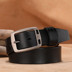 Men's Retro Alloy Pin Square Buckle Leather Belt