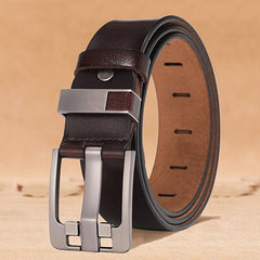 Men's Retro Alloy Pin Square Buckle Leather Belt