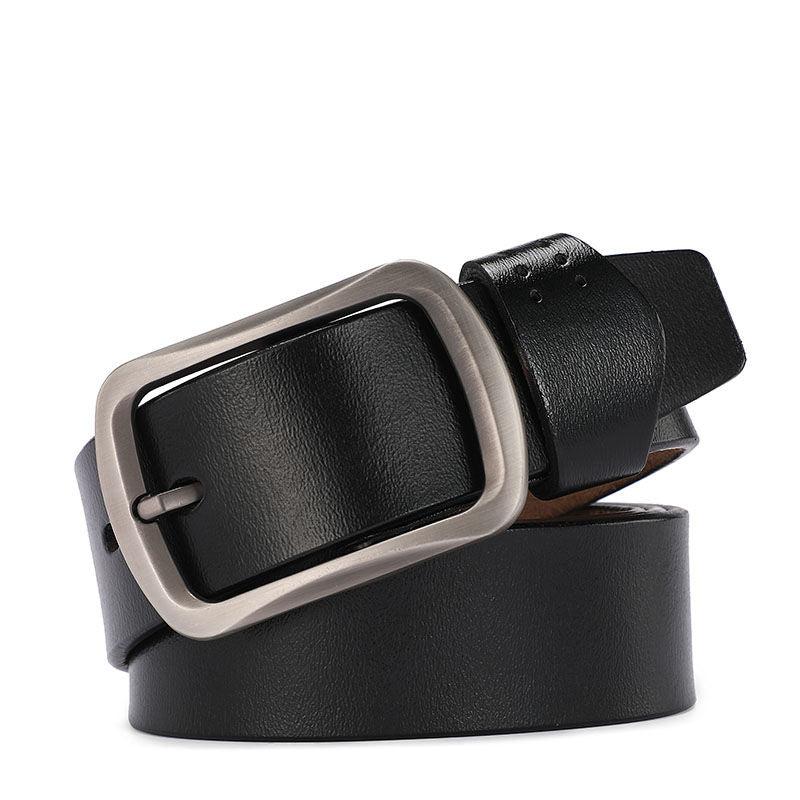 Men's Retro Alloy Pin Square Buckle Leather Belt