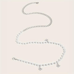 Butterfly Pendant Waist Chain Layered Pearl Tassel Metal Belt Dress Girdle