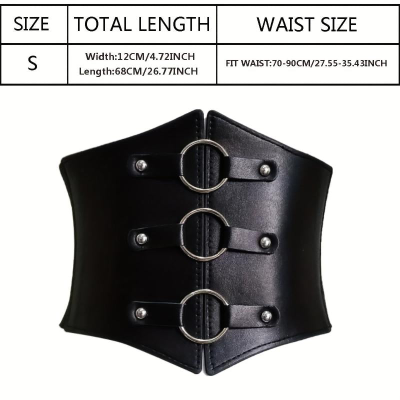 Punk Circles Buckle Wide Belt Coat Waistband Elastic Casual Decorative Girdle