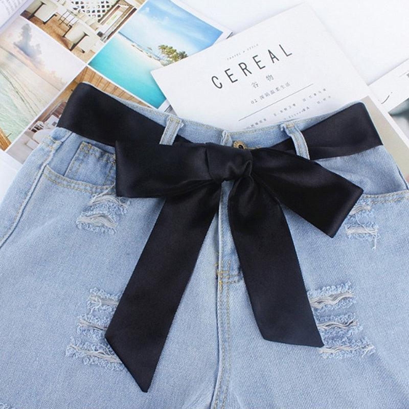 Silk Ribbon Cloth Belt Women's Skirt Student Knotted Wide Girdle