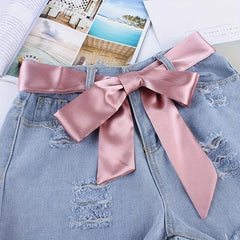 Silk Ribbon Cloth Belt Women's Skirt Student Knotted Wide Girdle