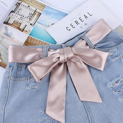 Silk Ribbon Cloth Belt Women's Skirt Student Knotted Wide Girdle