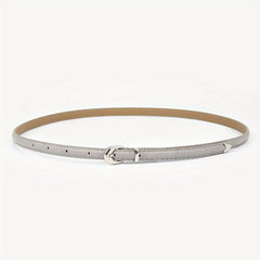 Oval Buckle PU Belt Candy Dress Pants Belt Women Thin Waist Belts