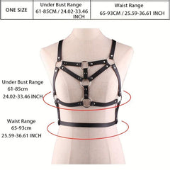 Gothic PU Leather Corset Waistband Punk Rivet Suspenders For Women