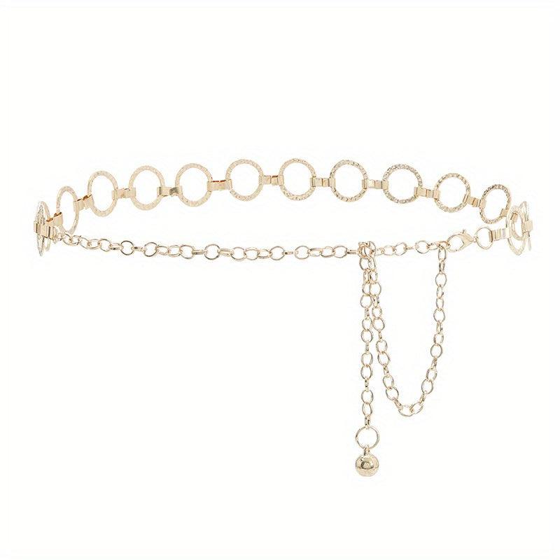 Golden Rhinestone Inlaid Pendant Waist Chain for Women