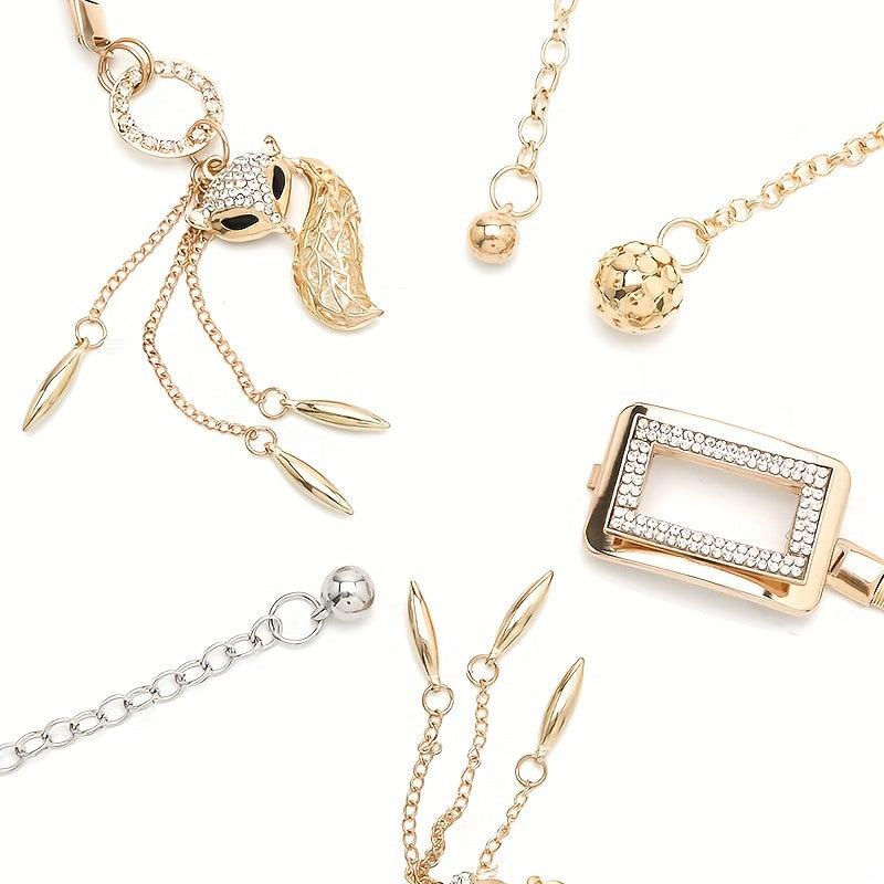 Golden Rhinestone Inlaid Pendant Waist Chain for Women