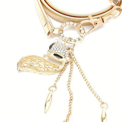 Golden Rhinestone Inlaid Pendant Waist Chain for Women