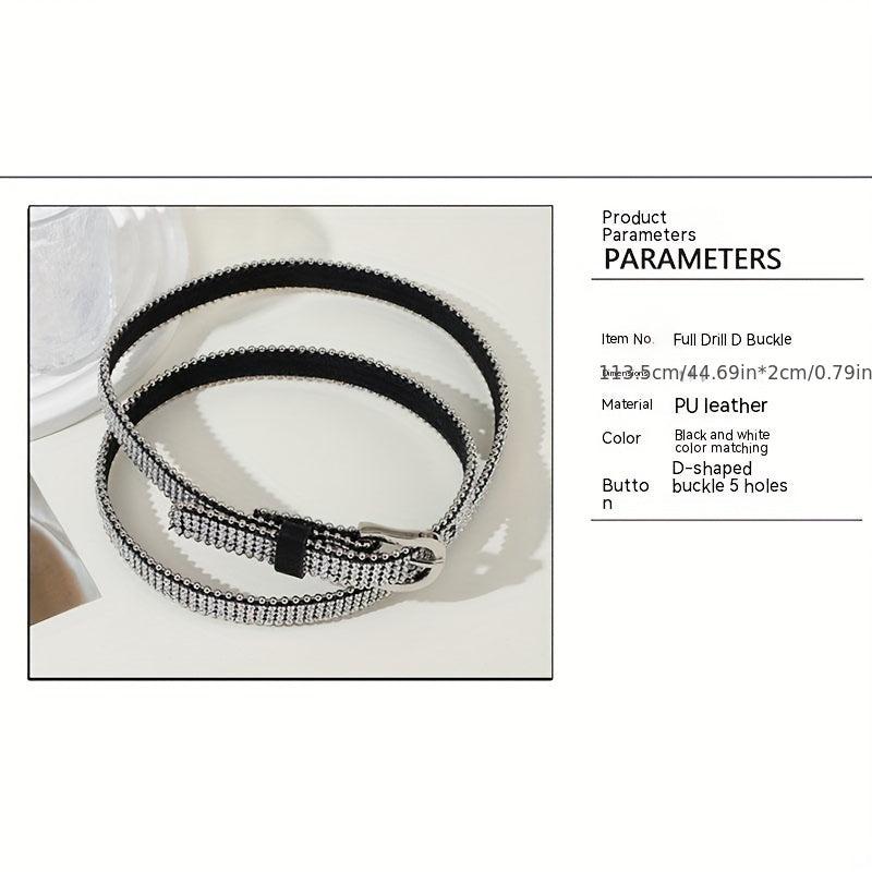 Rhinestone PU Belt Hip Hop Thin Belt Jeans Pants Belt Skirt Girdle