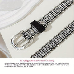 Rhinestone PU Belt Hip Hop Thin Belt Jeans Pants Belt Skirt Girdle