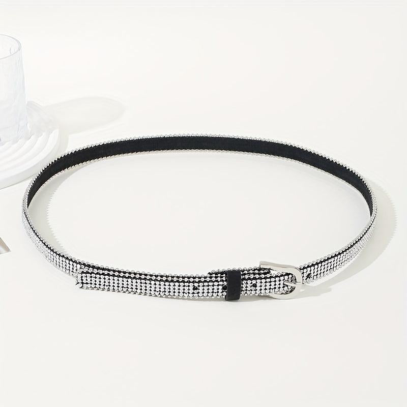 Rhinestone PU Belt Hip Hop Thin Belt Jeans Pants Belt Skirt Girdle