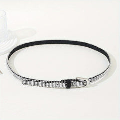 Rhinestone PU Belt Hip Hop Thin Belt Jeans Pants Belt Skirt Girdle