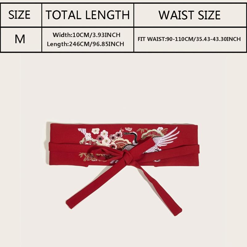 Red Embroidery Waist Seal Vintage Style Dress Belt