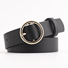 Faux Leather Round Belt Buckle Casual Strong Belt