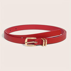 Metal Pin Buckle Thin Belt PU Leather Solid Belts Women Pants Dress Coat Belts