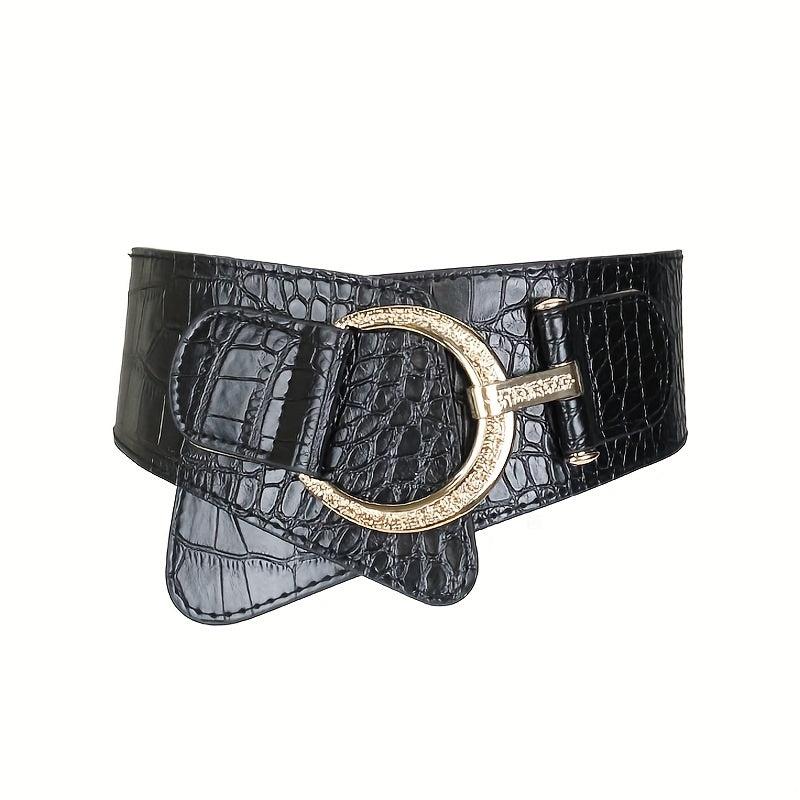 Vintage Wide Belt with Large Pin Buckle for Women
