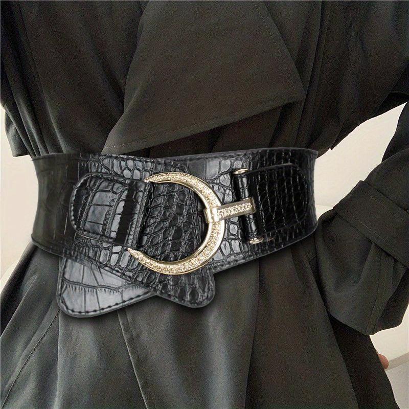 Vintage Wide Belt with Large Pin Buckle for Women