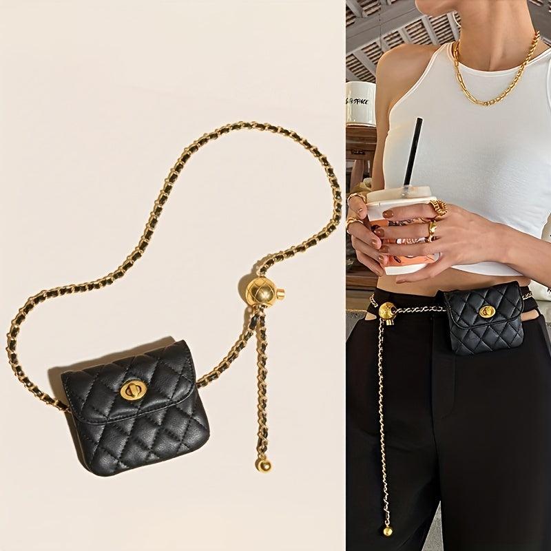 Vintage Leather Chain Belt Bag for Women