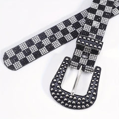 Vintage Rhinestone Belt Women's Y2K Hip Hop Jeans Pants Waistband