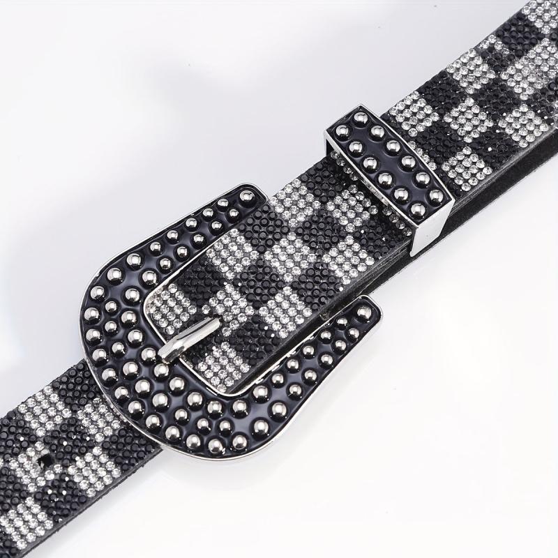 Vintage Rhinestone Belt Women's Y2K Hip Hop Jeans Pants Waistband