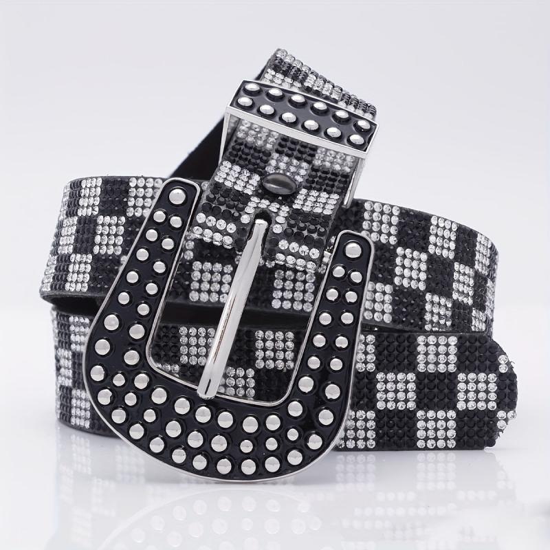 Vintage Rhinestone Belt Women's Y2K Hip Hop Jeans Pants Waistband