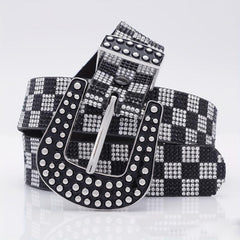 Vintage Rhinestone Belt Women's Y2K Hip Hop Jeans Pants Waistband