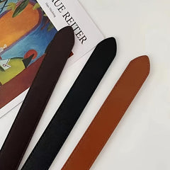 Unisex PU Leather Belt No Hole Buckle Waist Belts Non Porous Waistband