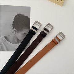 Unisex PU Leather Belt No Hole Buckle Waist Belts Non Porous Waistband