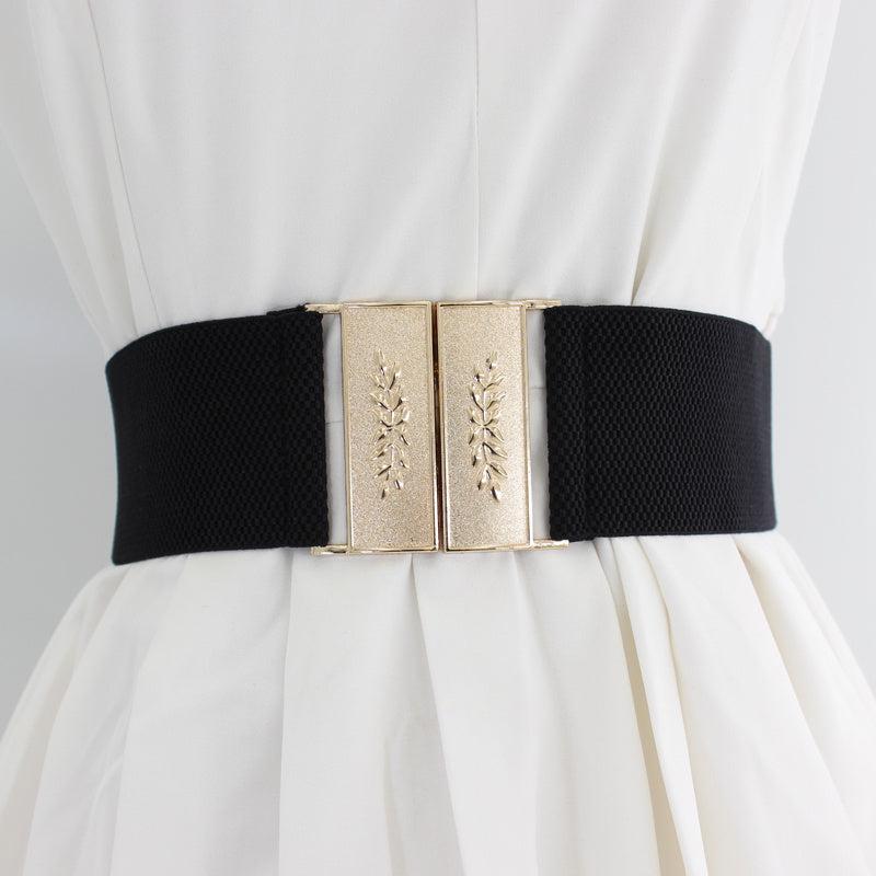 Vintage Elastic Belt for Women Sweater Dresses Wide Waist Cover