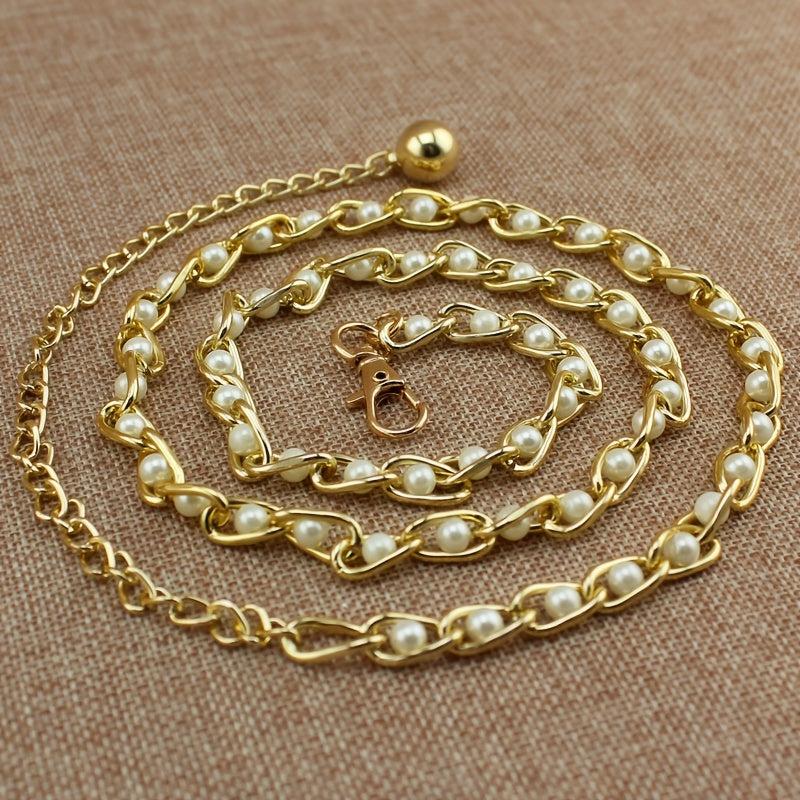 Pearl Waist Chain Women's Decorative Belt Skirt Dress Thin Belt