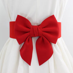 Sweet Bowknot Elastic Waist Belt Women's Dress Decoration Wide Belt